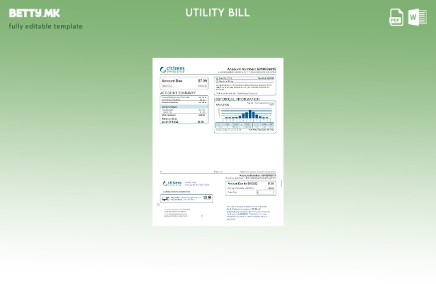 Шаблон за комунални сметки со модерен стил на САД Indianapolis Citizens Energy G